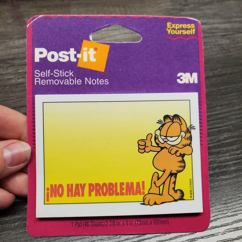 Vintage 1994 Garfield Post It Notes 3M Self Stick Removeable Lot Of 5 NEW SEALED